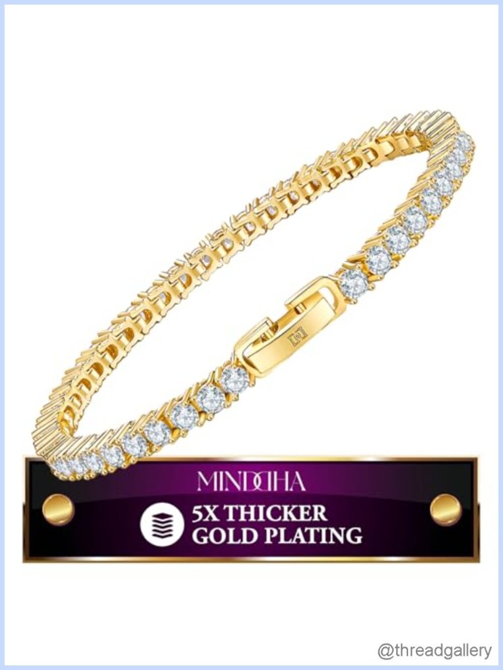 Women's CZ Tennis Bracelet Gold Plated 3mm AAAAA Cubic Zirconia Sparkly Gift